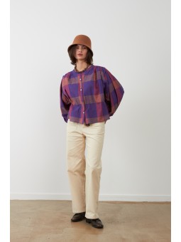 Top JANET carreaux violet